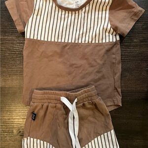 Kids Brown and White Striped Matching Set